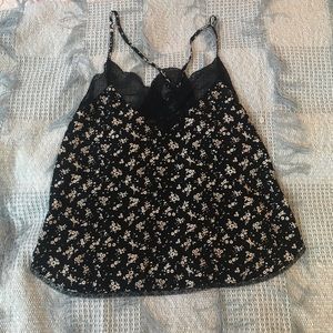 Floral cami with lace detail